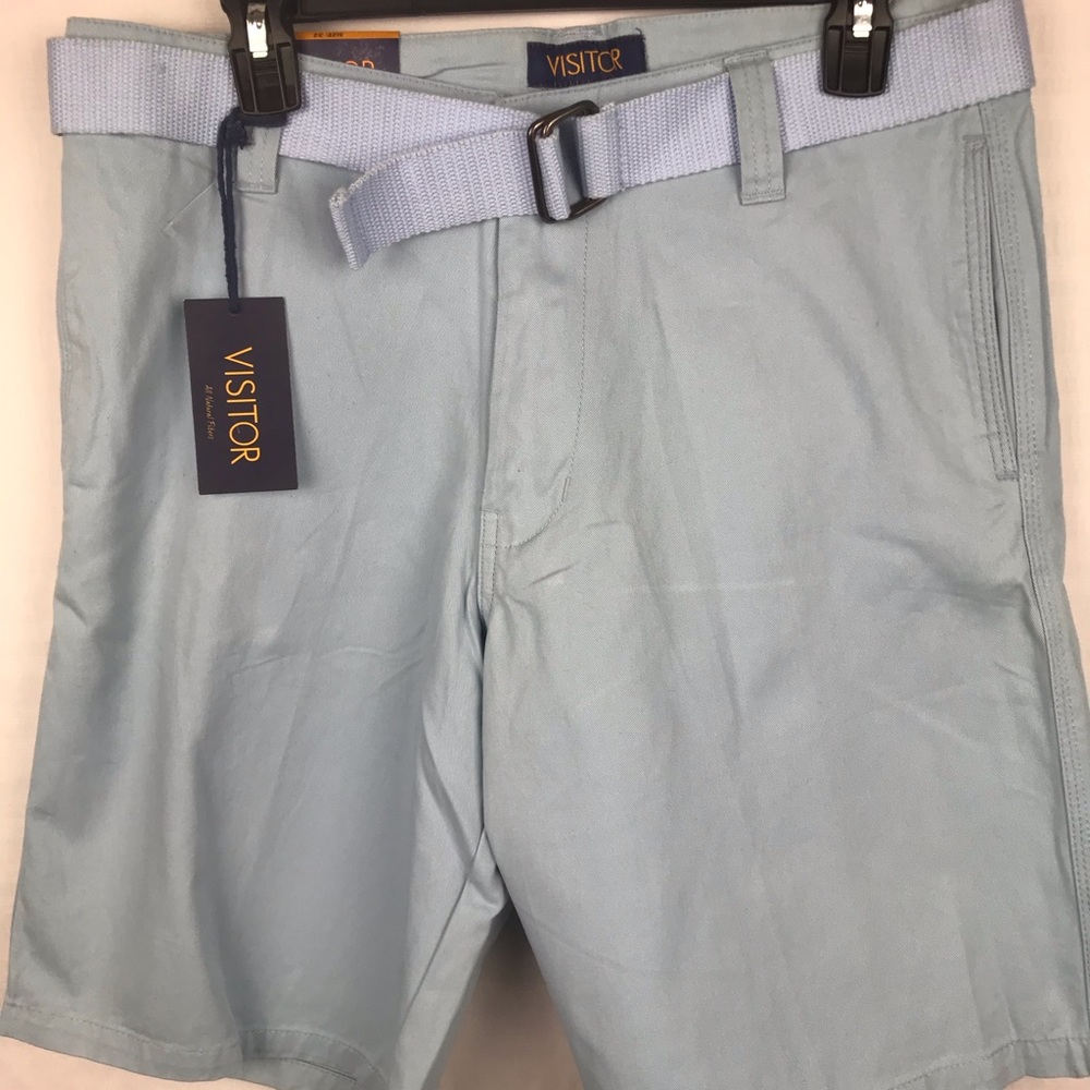 Men's Twill Flat Front Shorts with Belt